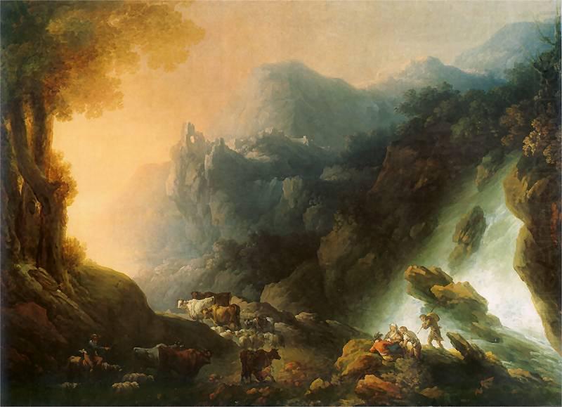 The mountain scenery from waterfall, Franciszek Ksawery Lampi